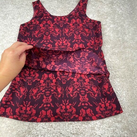 Cabi Red Cameo Print Sleeveless Blouse Top - Picture 7 of 12